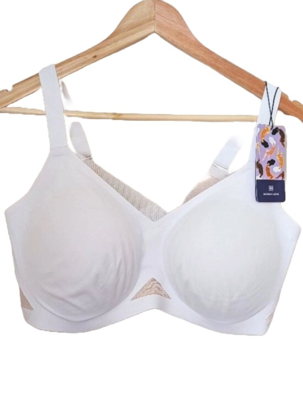 Honeylove CrossOverBra V-Neck Mesh Wireless 40DDD White NWT